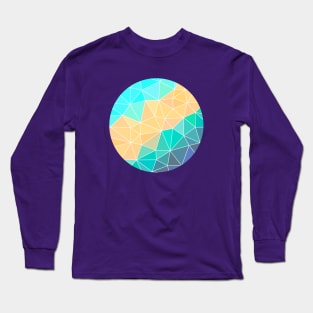 Turquoise and Peach Abstract Geometric Long Sleeve T-Shirt